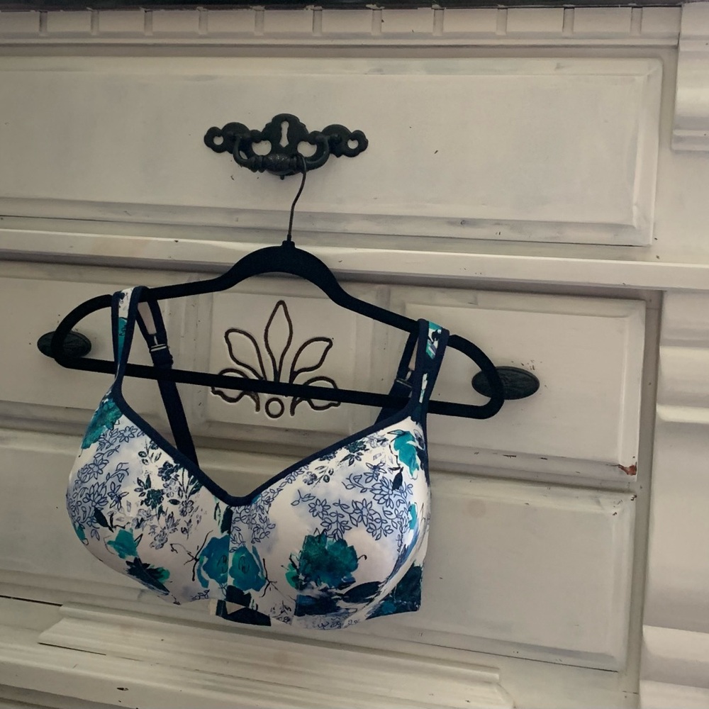 Cacique Blue and White Floral Bra